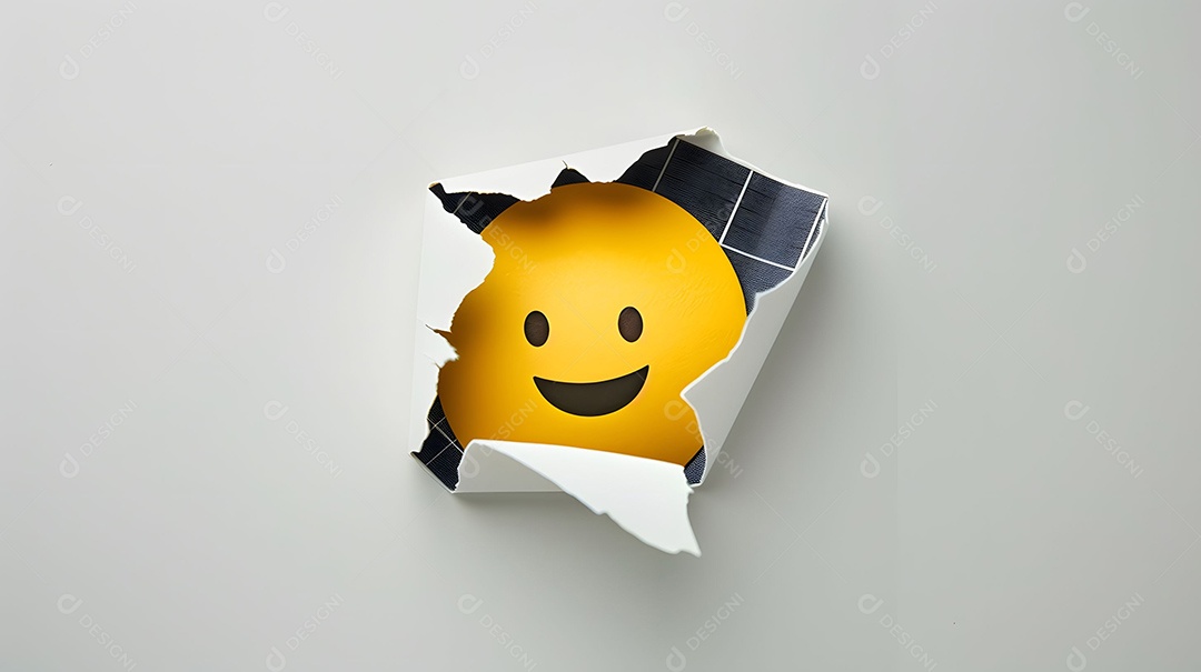 Placa de energia solar enfiando a cabeça para fora