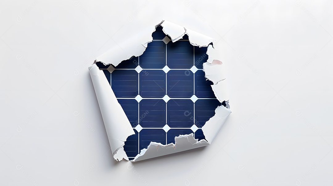 Placa de energia solar enfiando a cabeça para fora