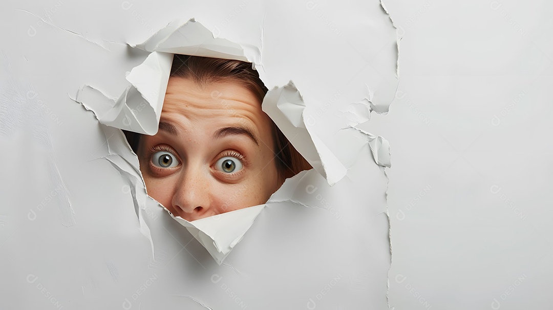 Mulher feliz enfiando a cabeça para fora