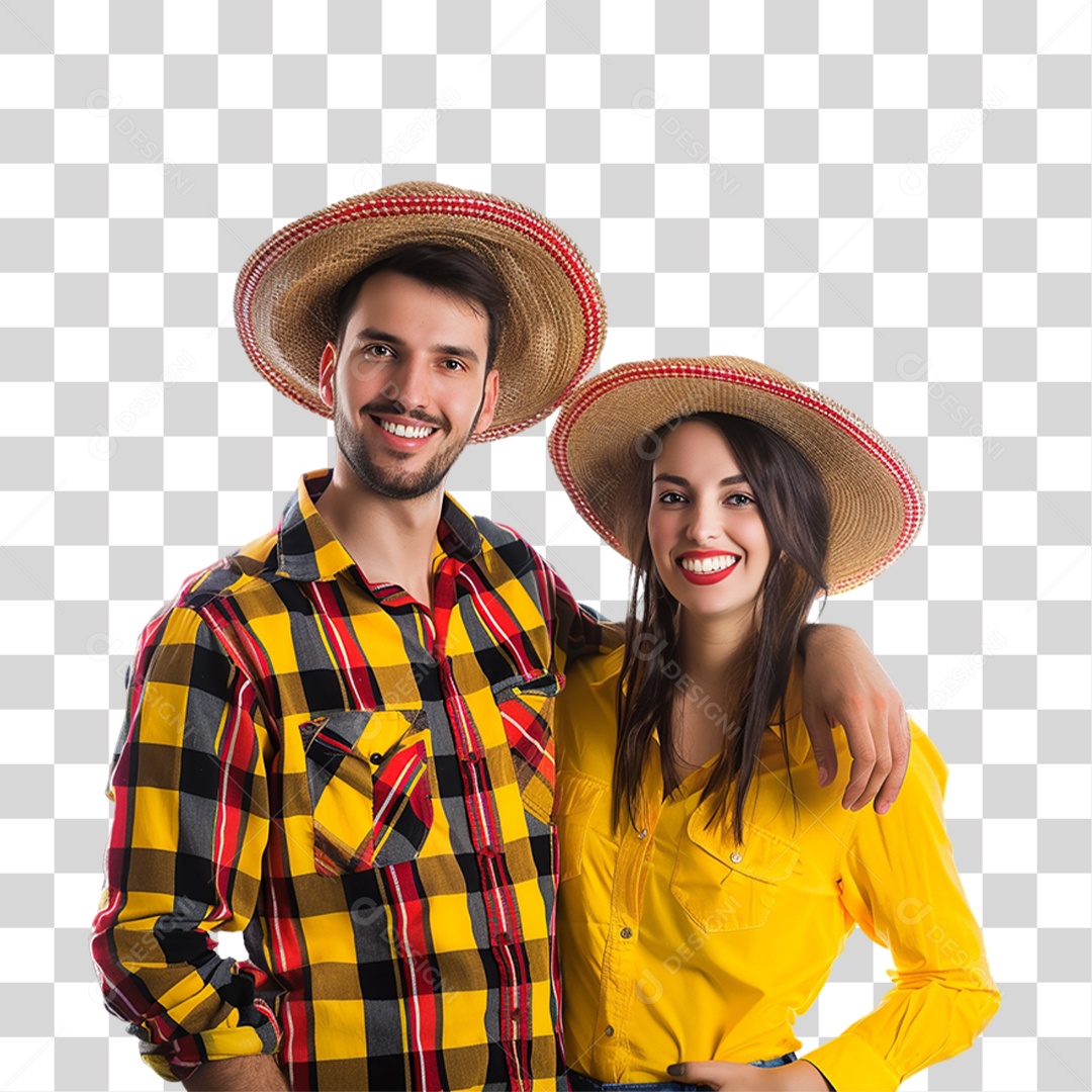 Casal com Roupa de Festa Junina PNG Transparente