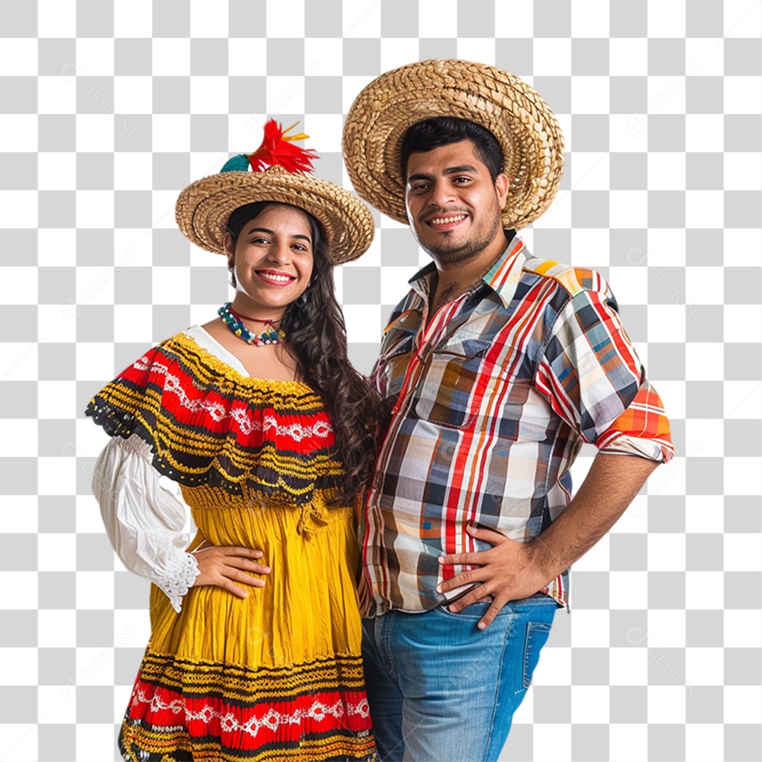 Casal com Roupa de Festa Junina PNG Transparente