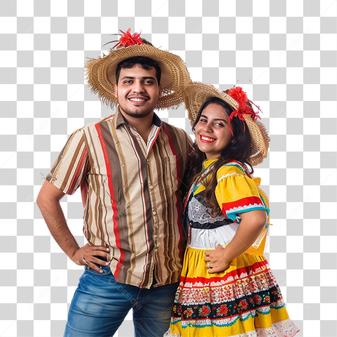 Casal com Roupa de Festa Junina PNG Transparente