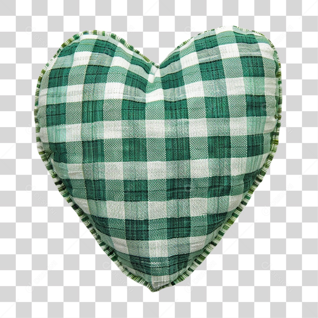 Coração de Pano Xadrez PNG Transparente
