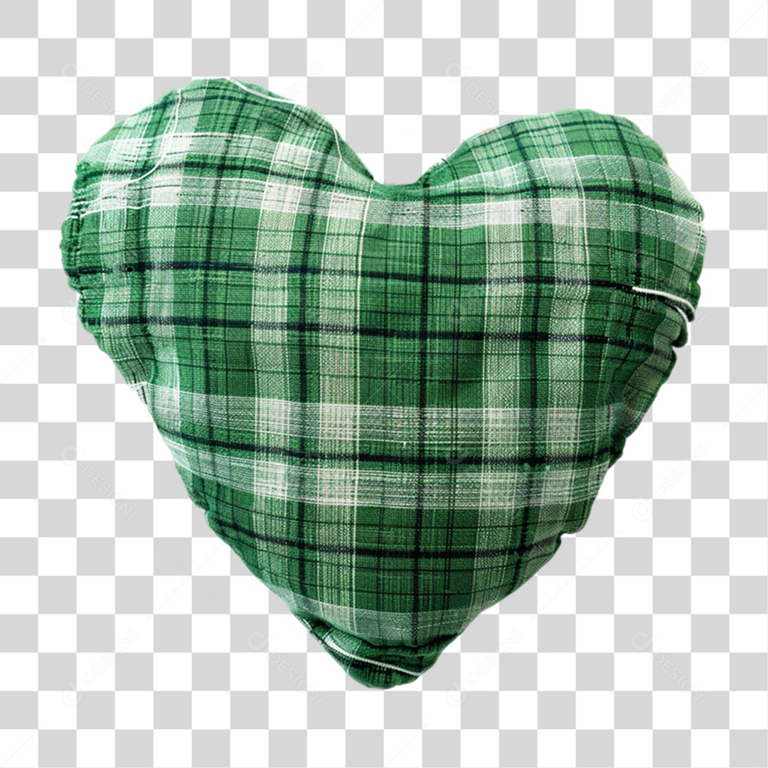 Coração de Pano Xadrez PNG Transparente