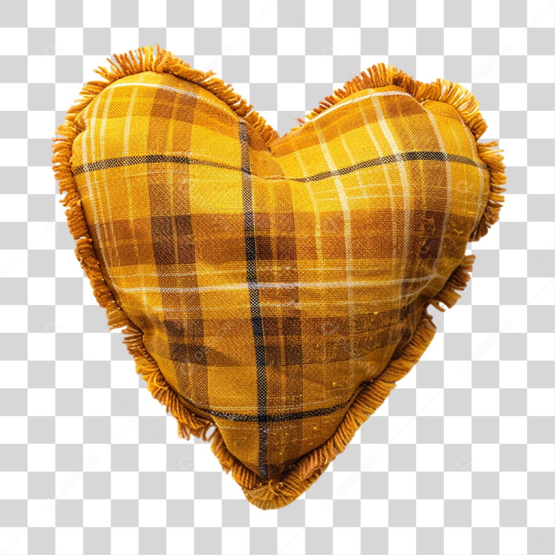 Coração de Pano Xadrez PNG Transparente