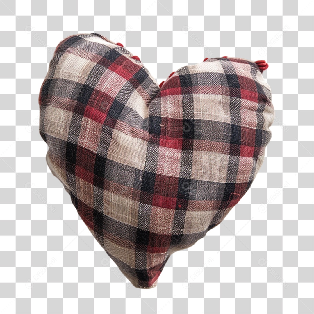 Coração de Pano Xadrez PNG Transparente