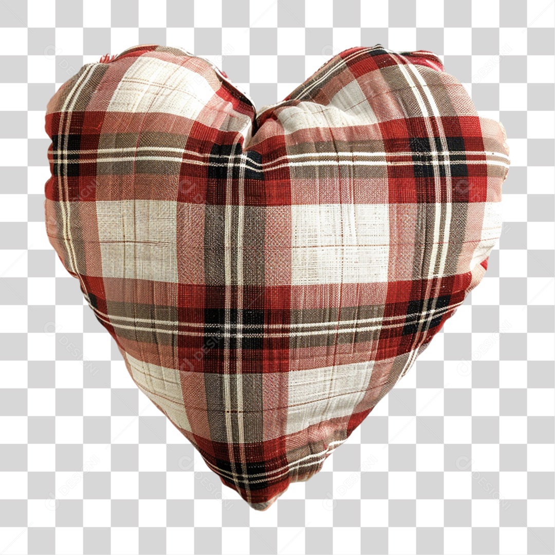 Coração de Pano Xadrez PNG Transparente