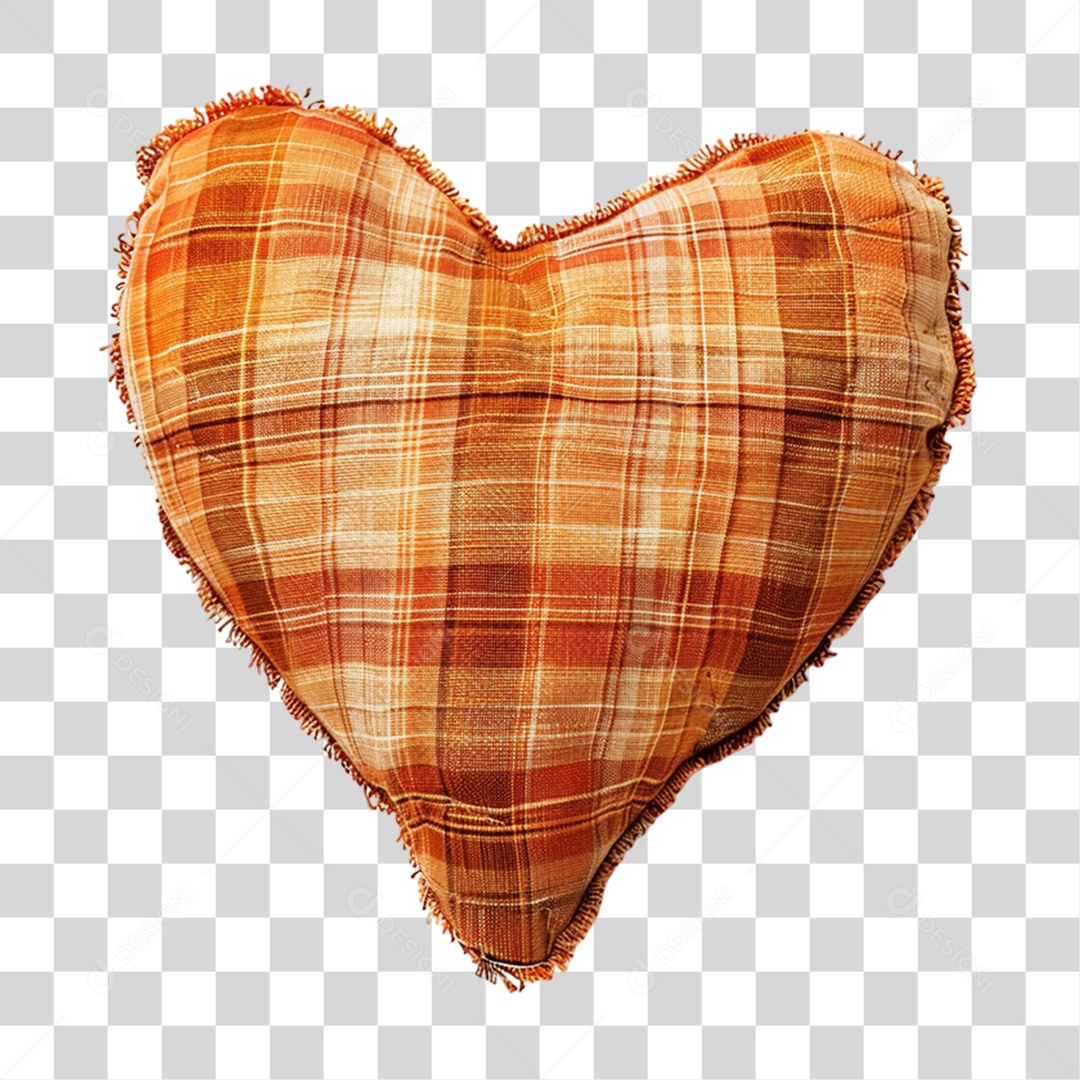 Coração de Pano Xadrez PNG Transparente