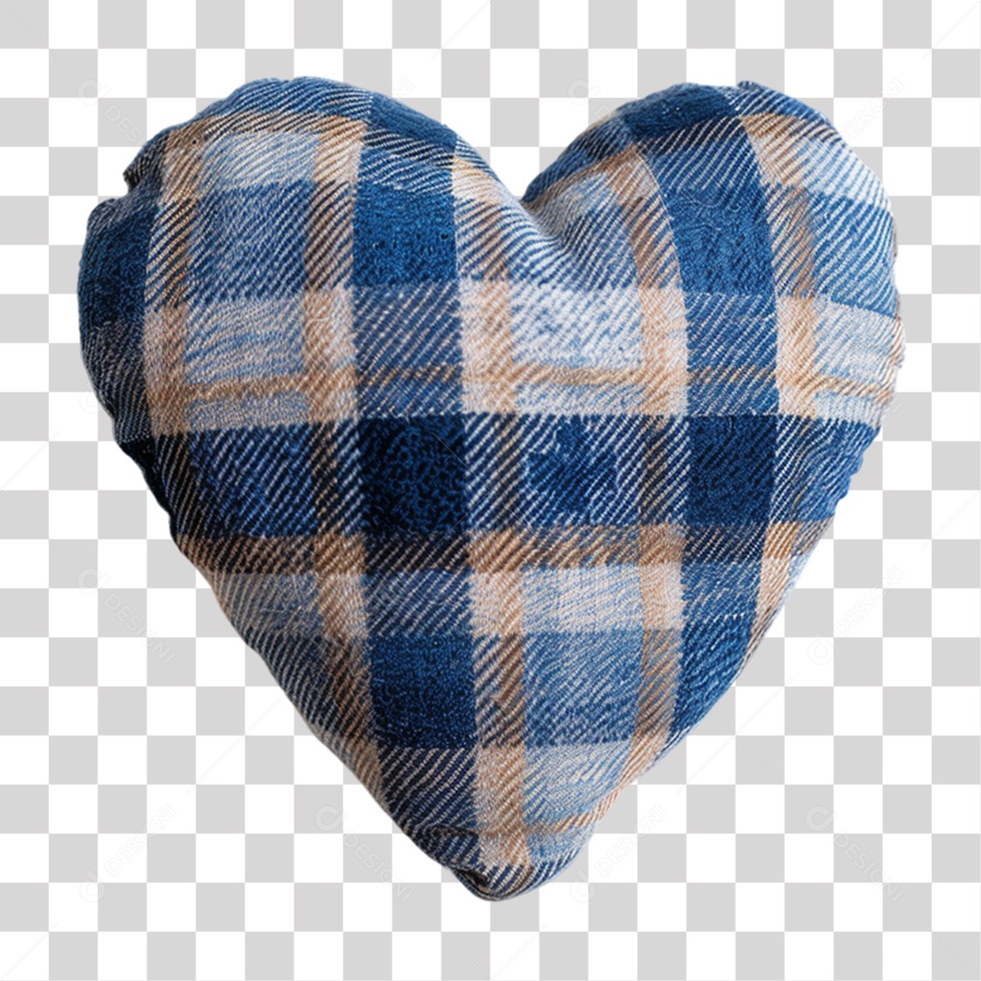 Coração de Pano Xadrez PNG Transparente
