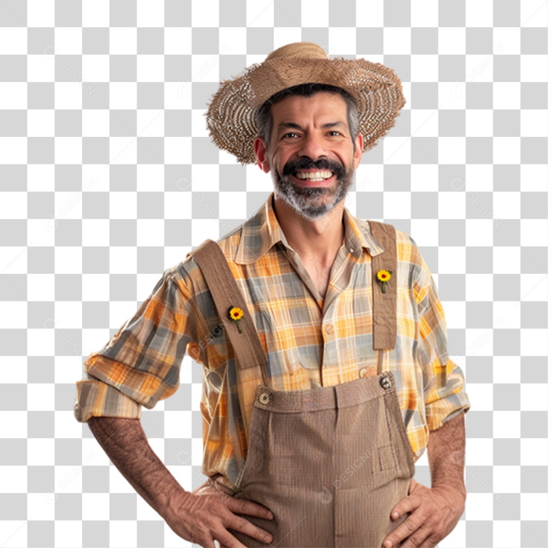 Homem com Roupa de Festa Junina PNG Transparente