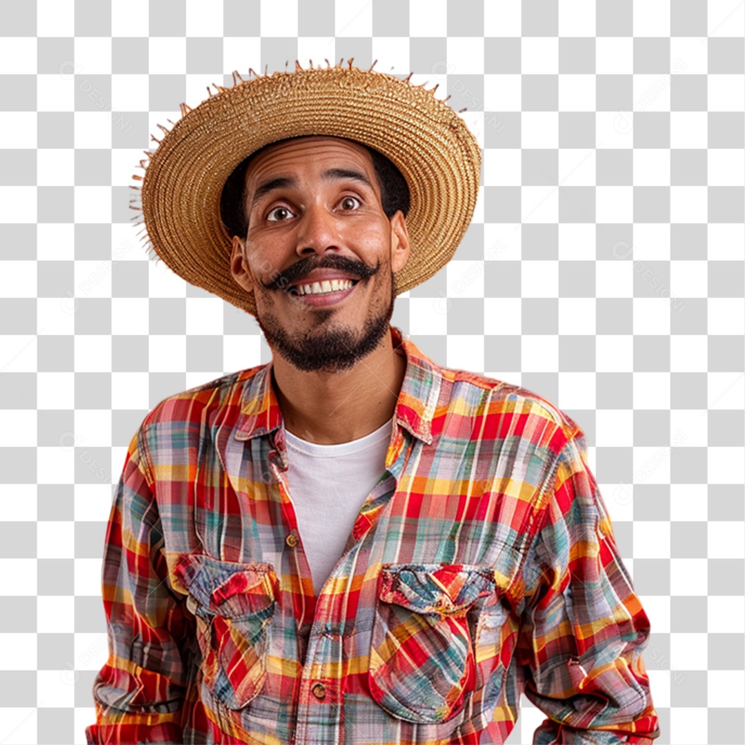 Homem com Roupa de Festa Junina PNG Transparente