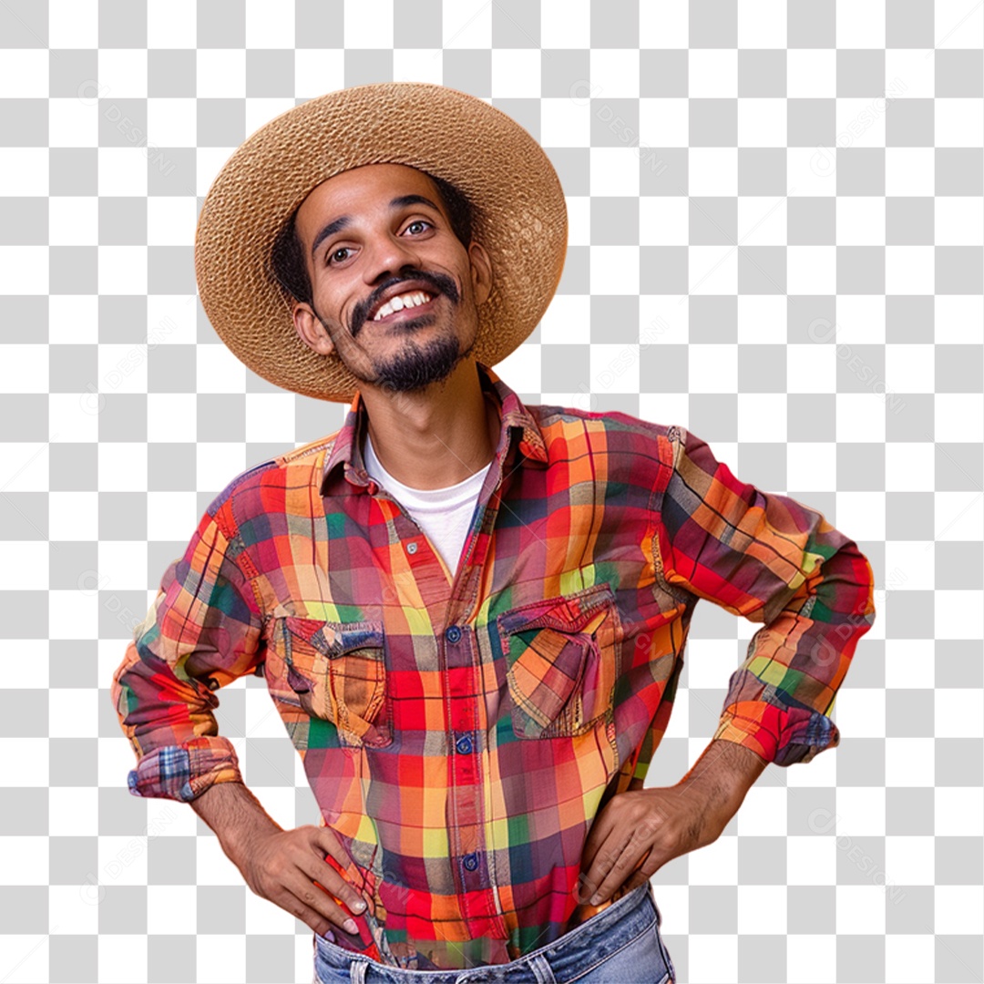 Homem com Roupa de Festa Junina PNG Transparente
