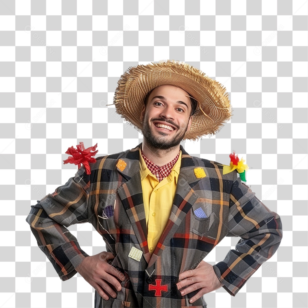 Homem com Roupa de Festa Junina PNG Transparente