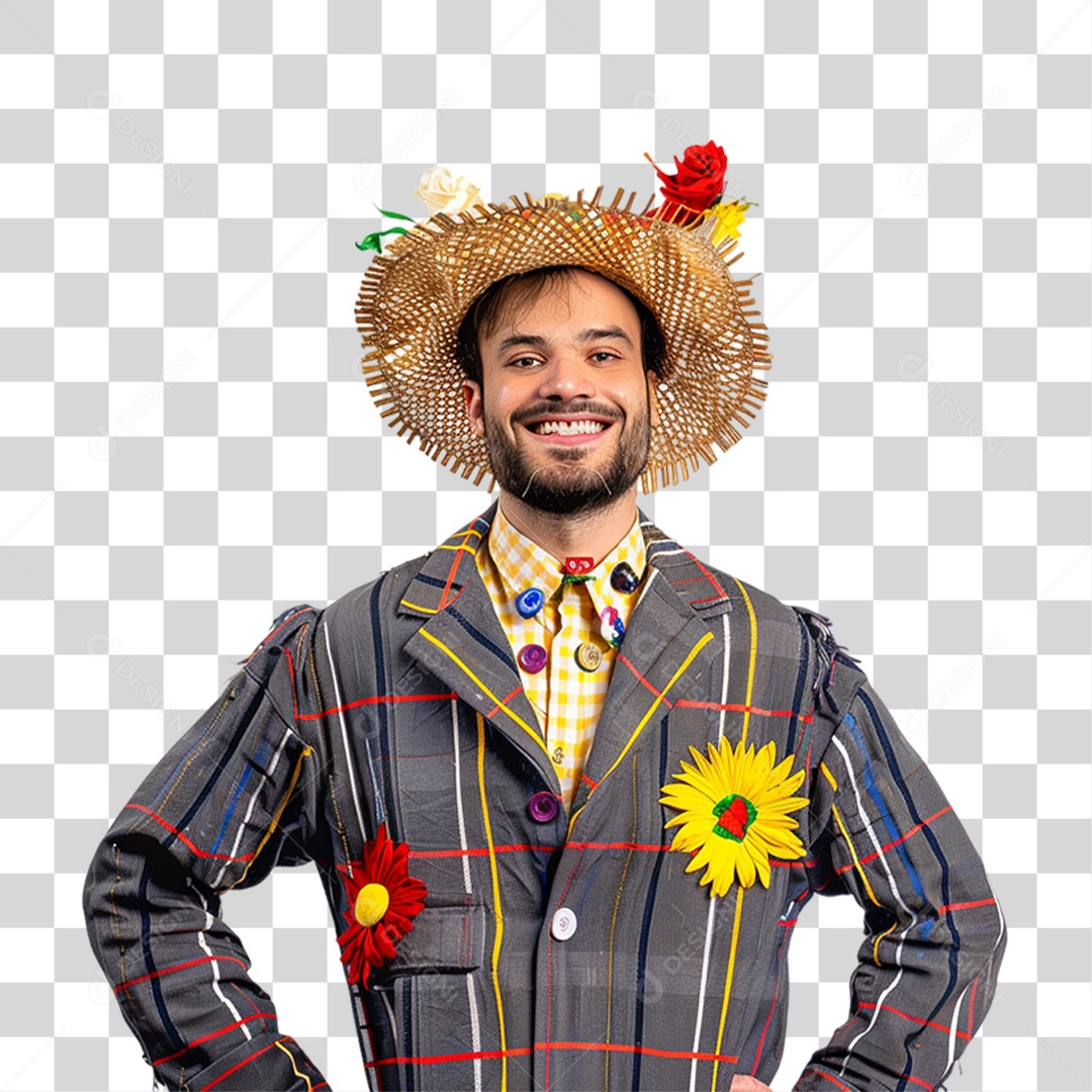 Homem com Roupa de Festa Junina PNG Transparente