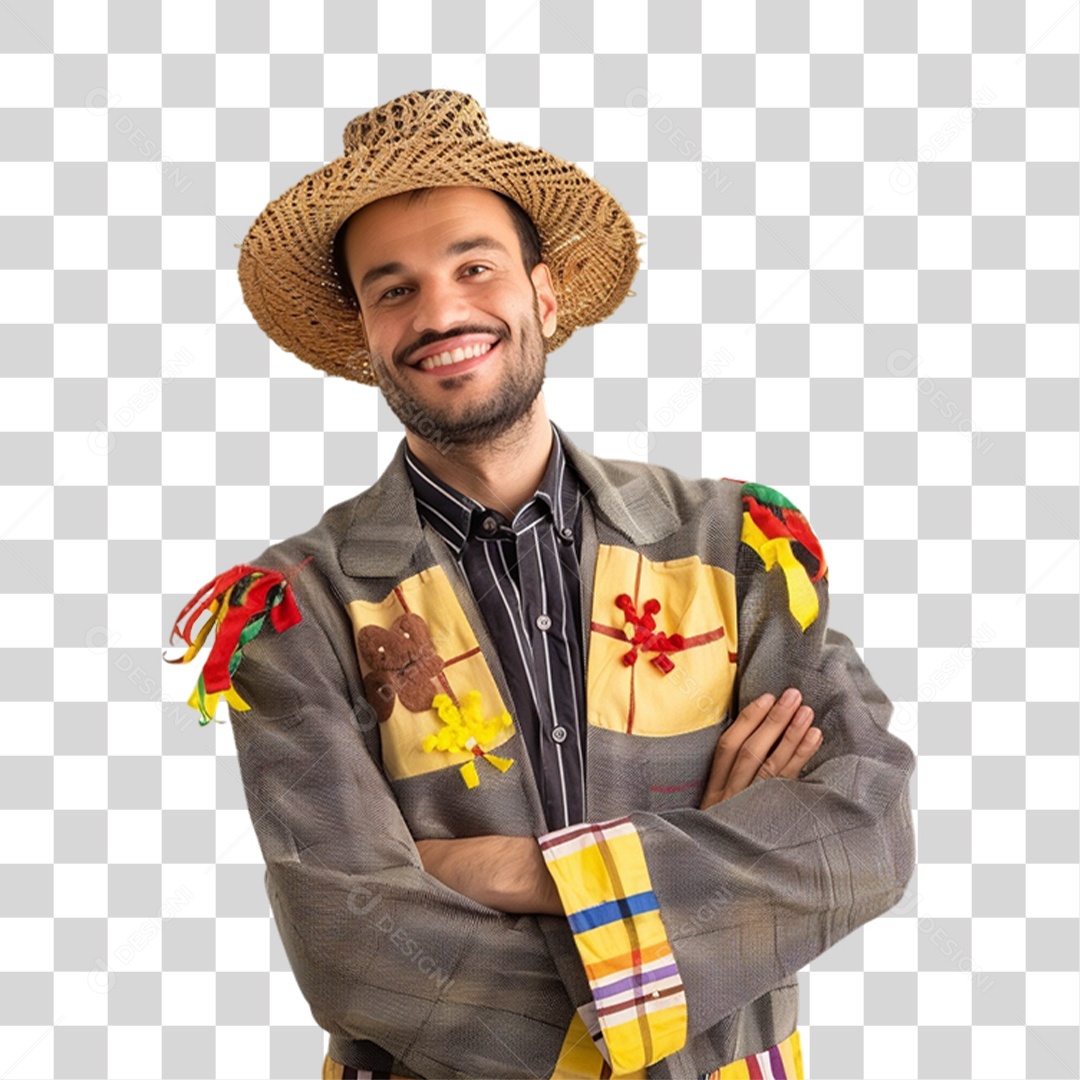 Homem com Roupa de Festa Junina PNG Transparente