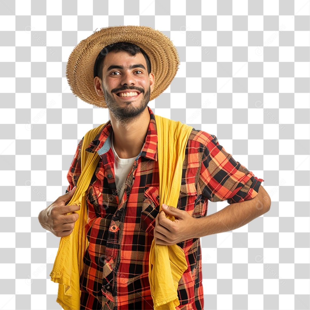 Homem com Roupa de Festa Junina PNG Transparente