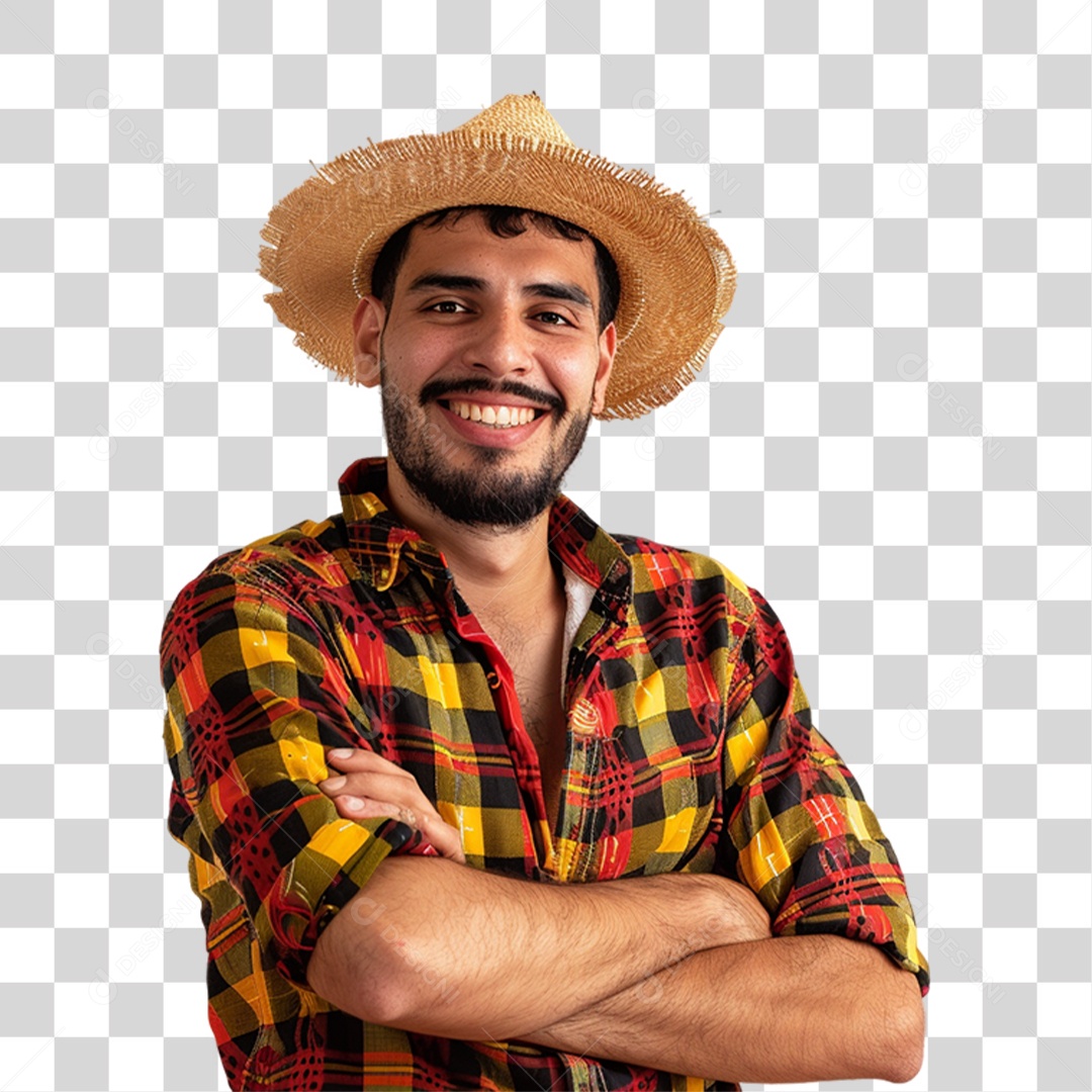 Homem com Roupa de Festa Junina PNG Transparente