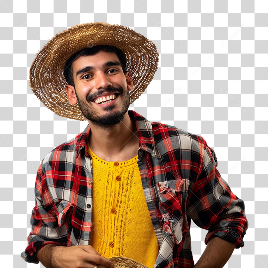 Homem com Roupa de Festa Junina PNG Transparente