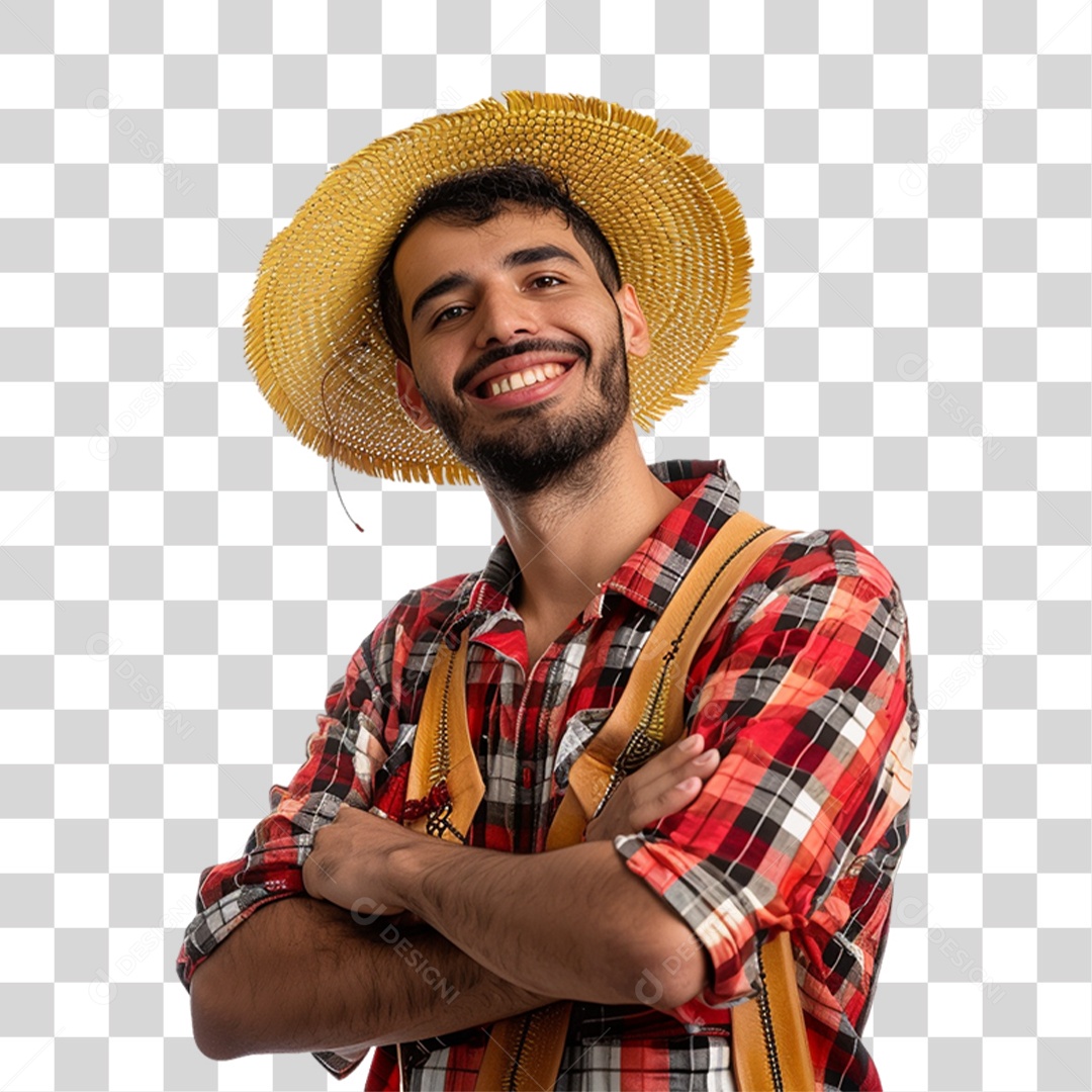 Homem com Roupa de Festa Junina PNG Transparente