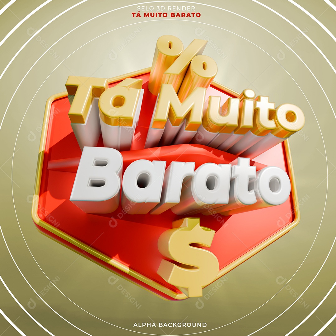 Tá Muito Barato Selo 3D Dourado Branco para Composição PSD