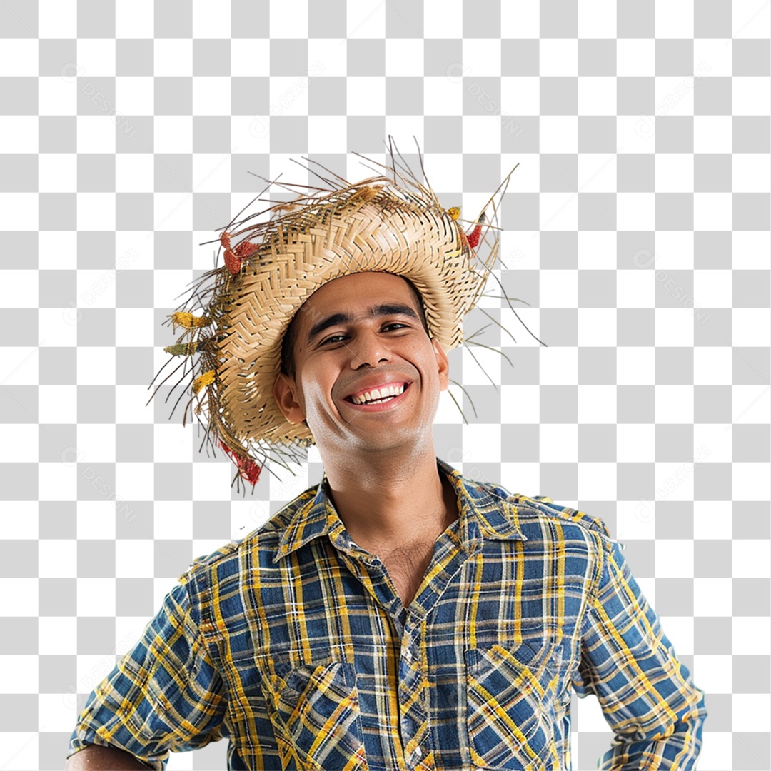 Homem com Roupa de Festa Junina PNG Transparente