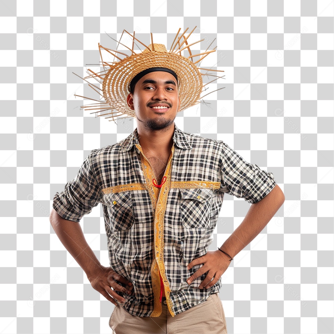 Homem com Roupa de Festa Junina PNG Transparente