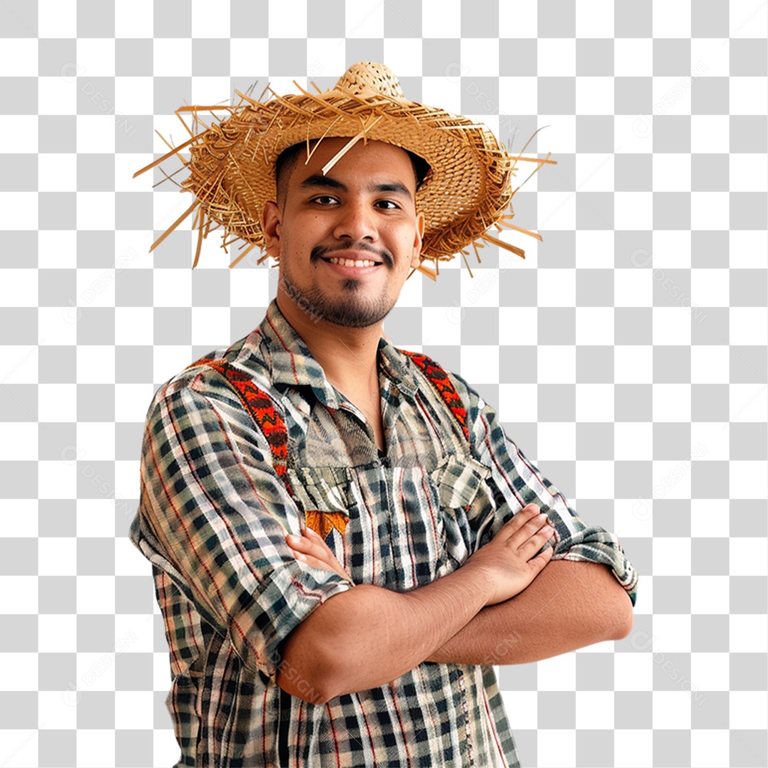 Homem com Roupa de Festa Junina PNG Transparente