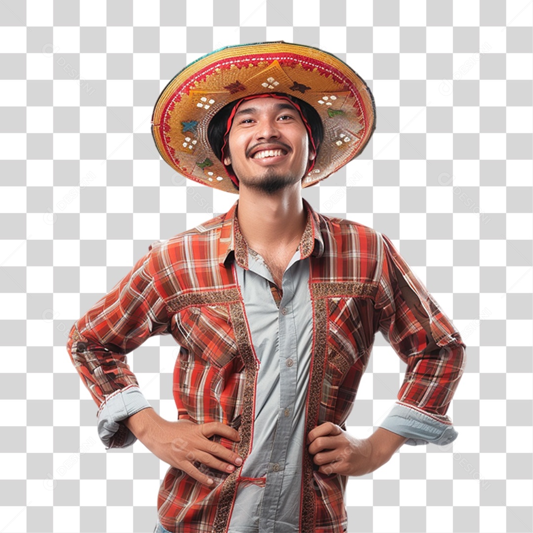 Homem com Roupa de Festa Junina PNG Transparente
