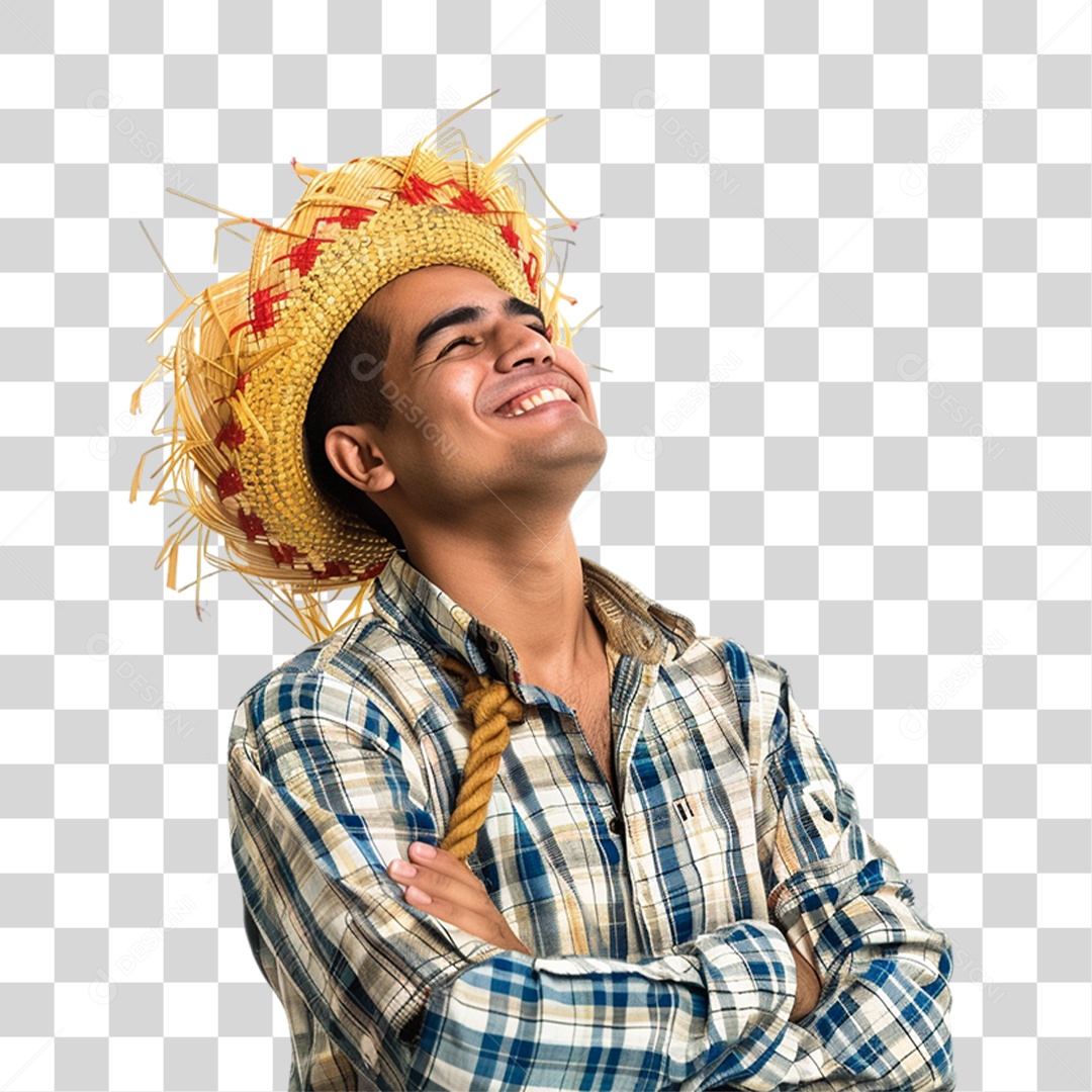 Homem com Roupa de Festa Junina PNG Transparente