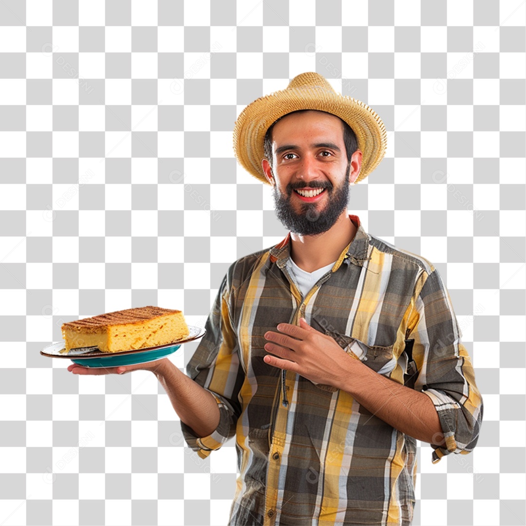 Homem com Roupa de Festa Junina PNG Transparente