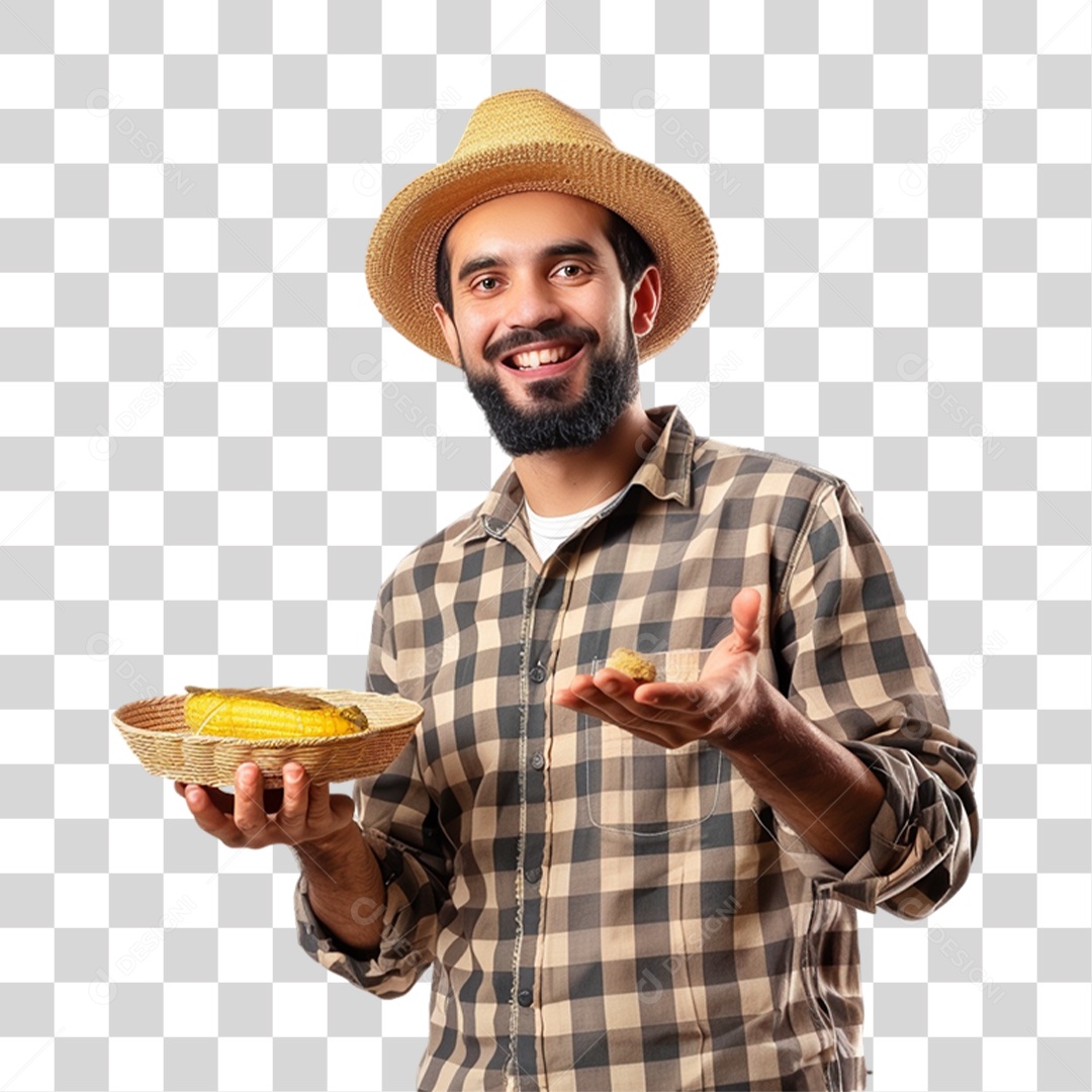 Homem com Roupa de Festa Junina PNG Transparente