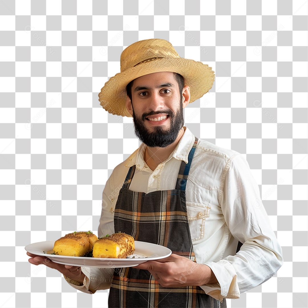 Homem com Roupa de Festa Junina PNG Transparente