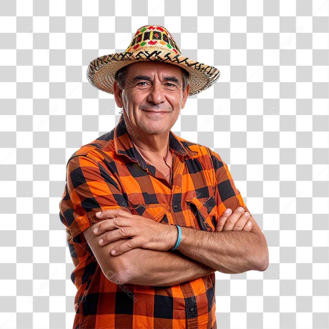 Homem com Roupa de Festa Junina PNG Transparente