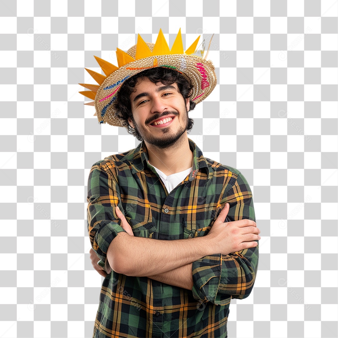 Homem com Roupa de Festa Junina PNG Transparente
