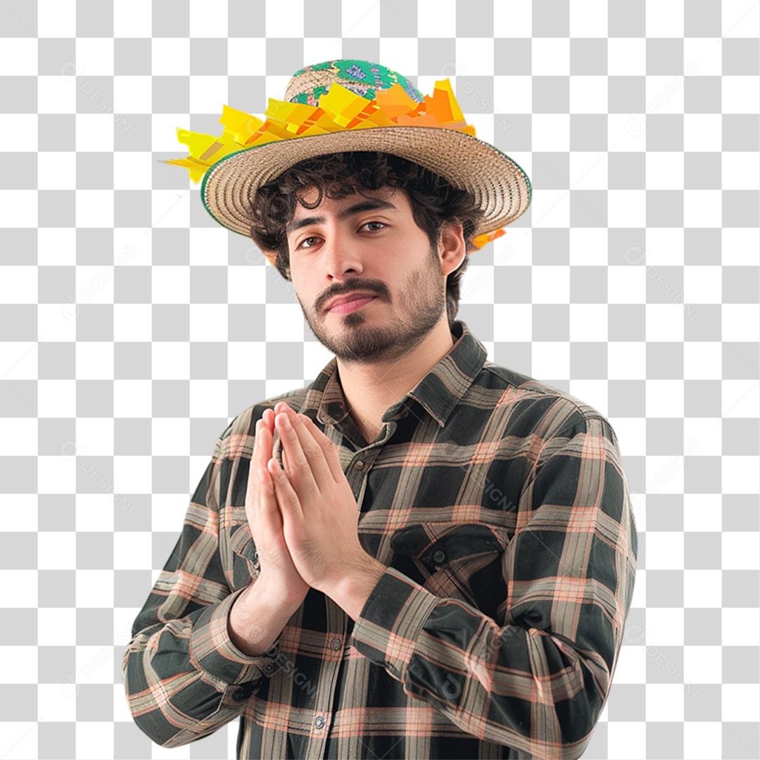 Homem com Roupa de Festa Junina PNG Transparente