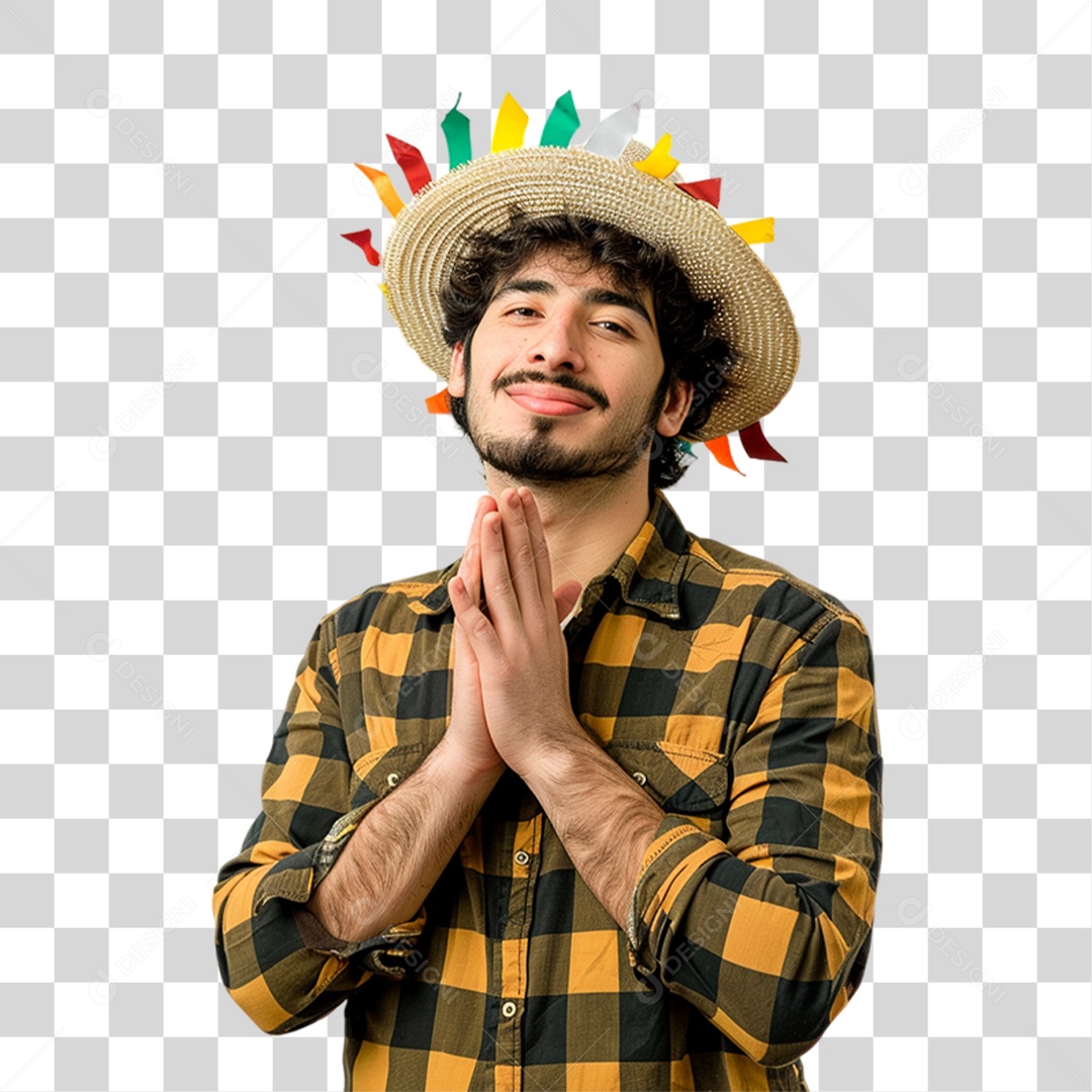 Homem com Roupa de Festa Junina PNG Transparente
