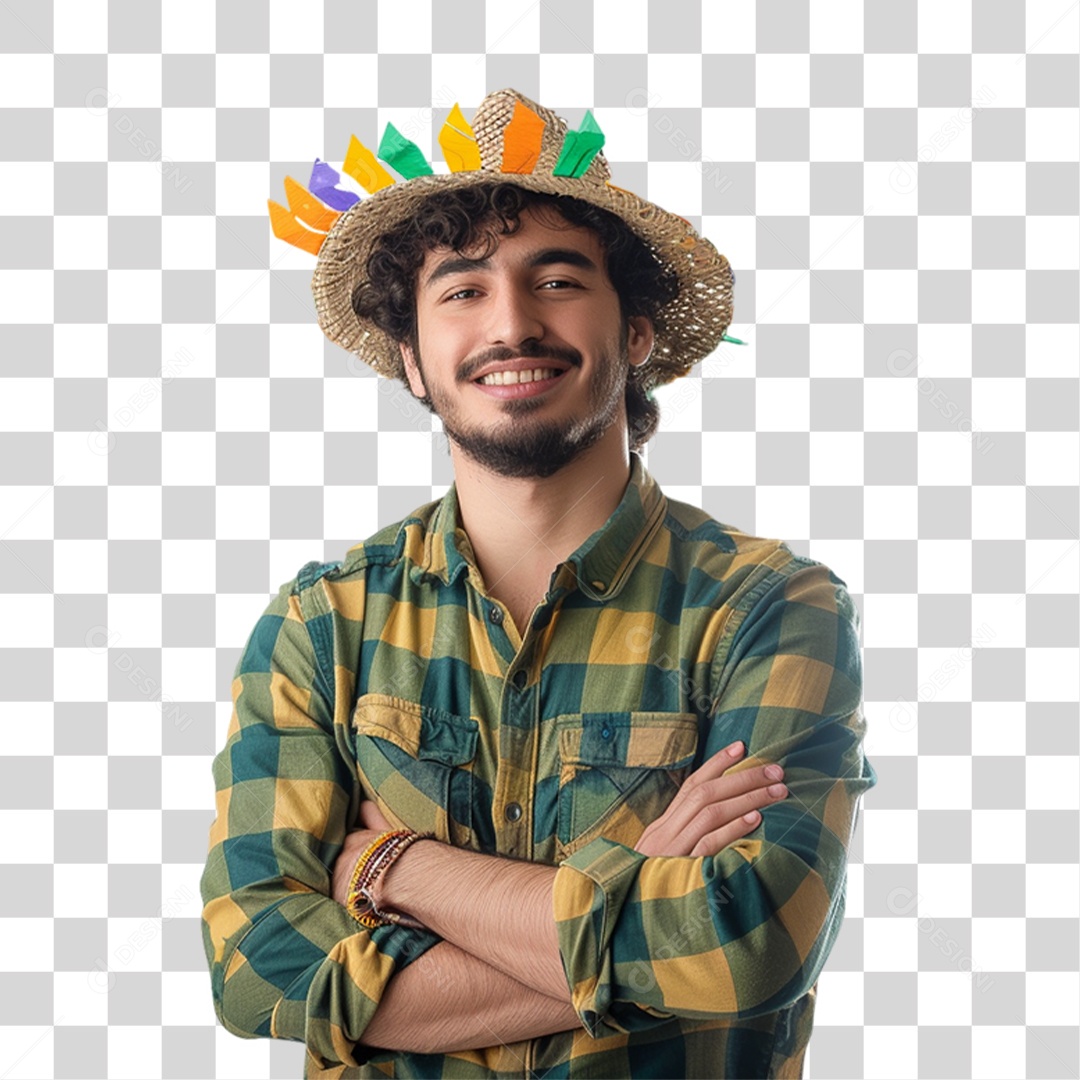 Homem com Roupa de Festa Junina PNG Transparente