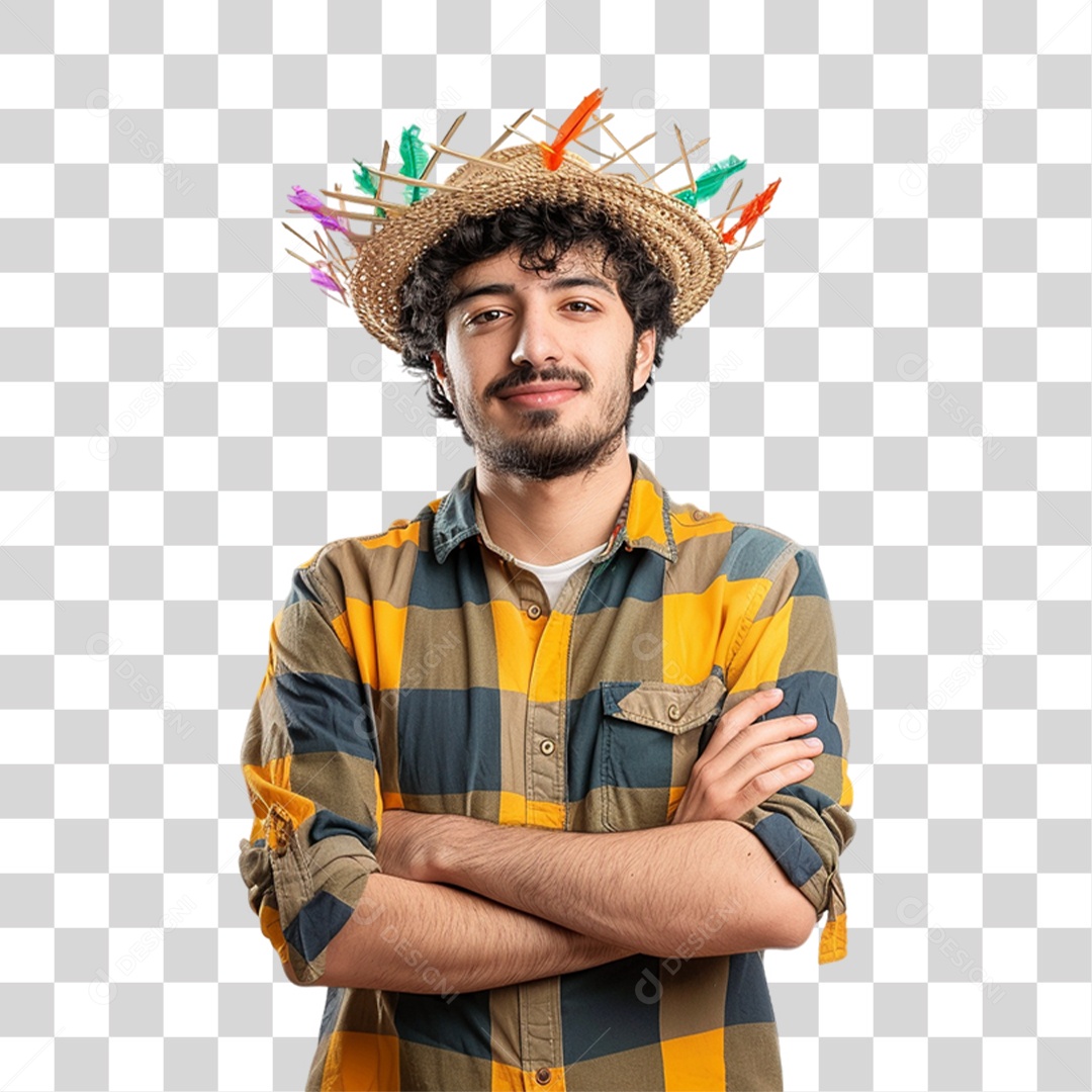 Homem com Roupa de Festa Junina PNG Transparente