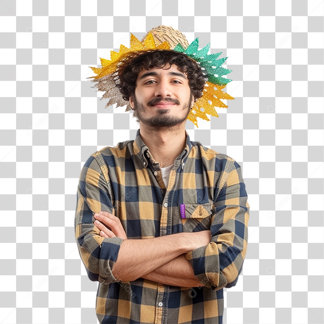 Homem com Roupa de Festa Junina PNG Transparente