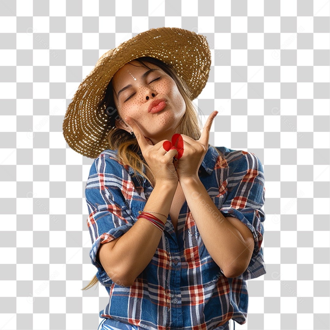 Mulher com Roupa de Festa Junina PNG Transparente