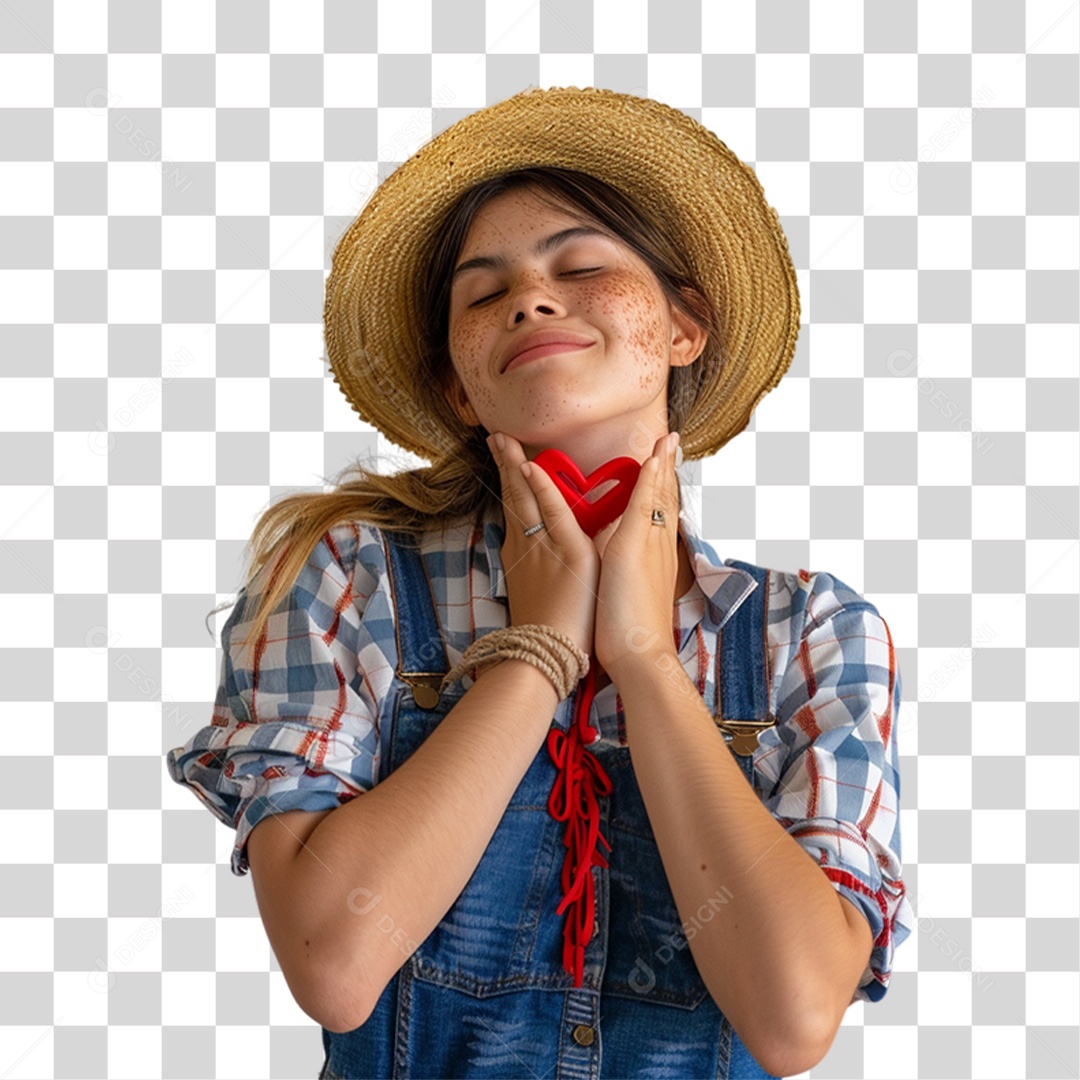 Mulher com Roupa de Festa Junina PNG Transparente