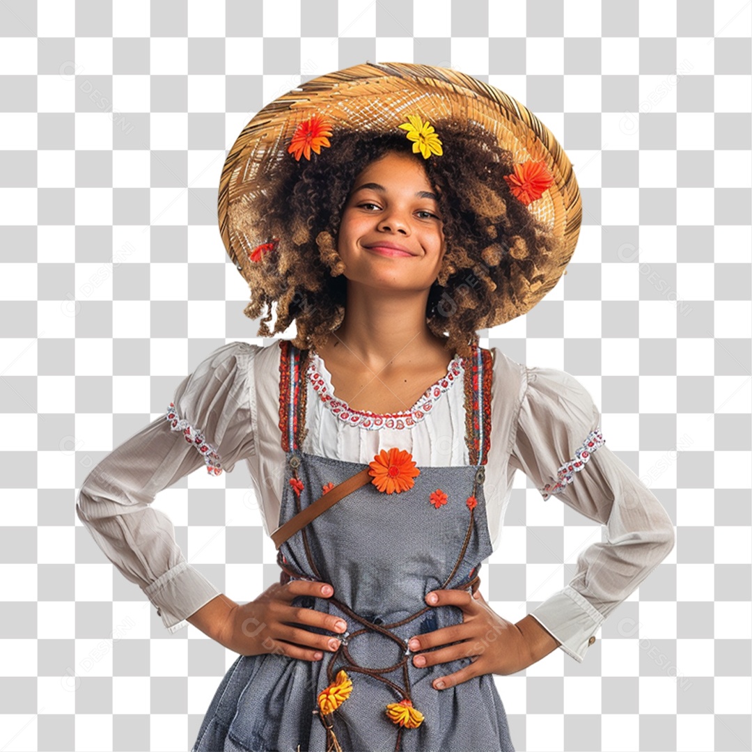 Mulher com Roupa de Festa Junina PNG Transparente