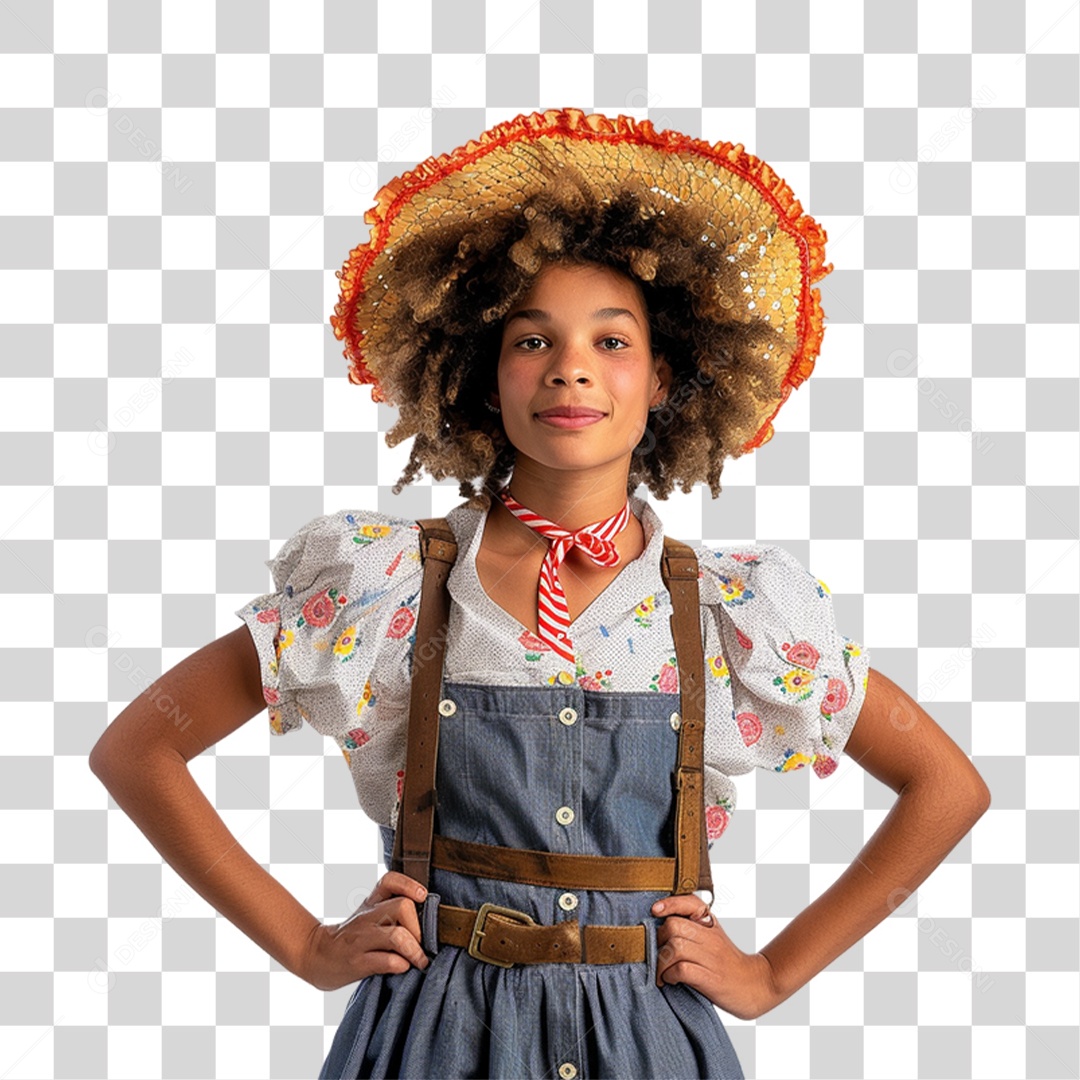 Mulher com Roupa de Festa Junina PNG Transparente