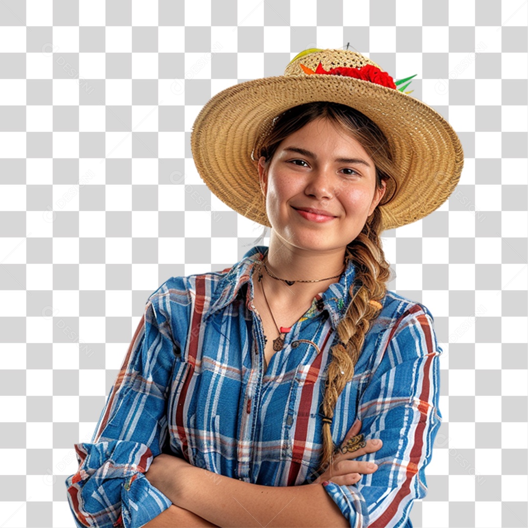 Mulher com Roupa de Festa Junina PNG Transparente