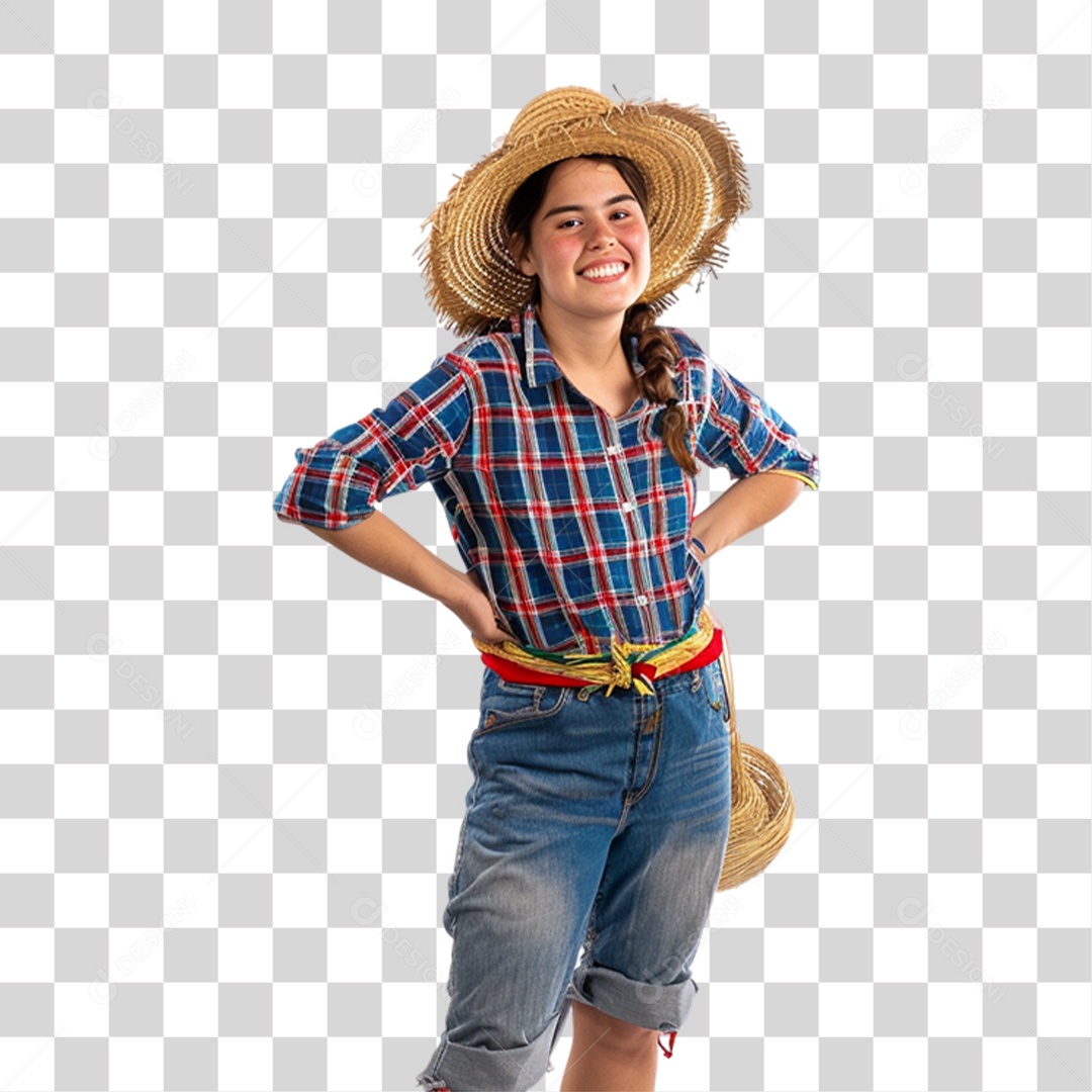 Mulher com Roupa de Festa Junina PNG Transparente