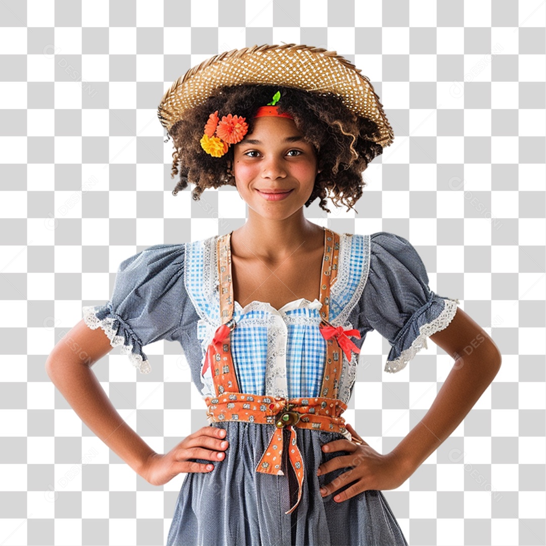 Mulher com Roupa de Festa Junina PNG Transparente