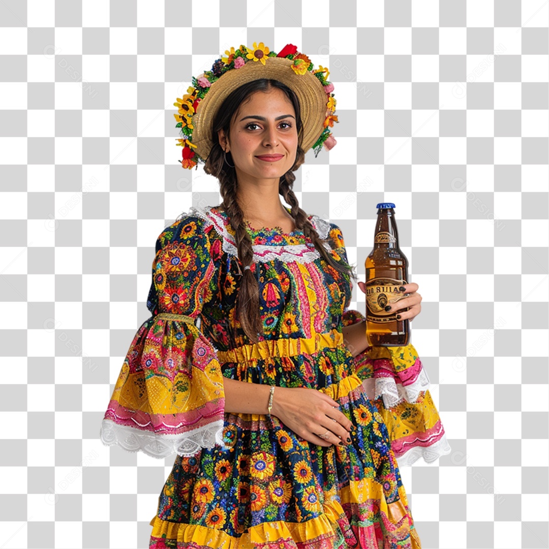 Mulher com Roupa de Festa Junina PNG Transparente