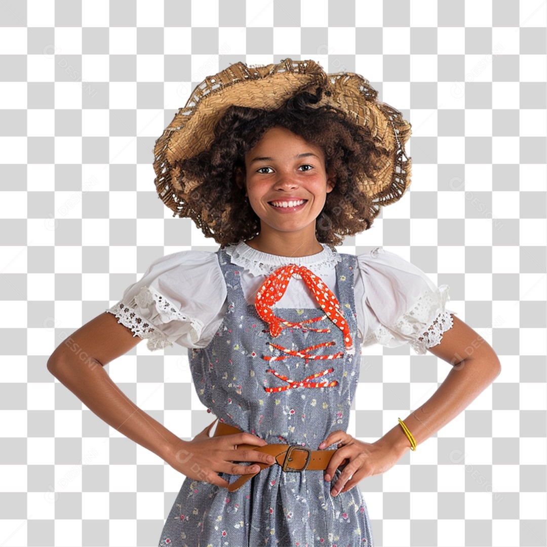 Mulher com Roupa de Festa Junina PNG Transparente