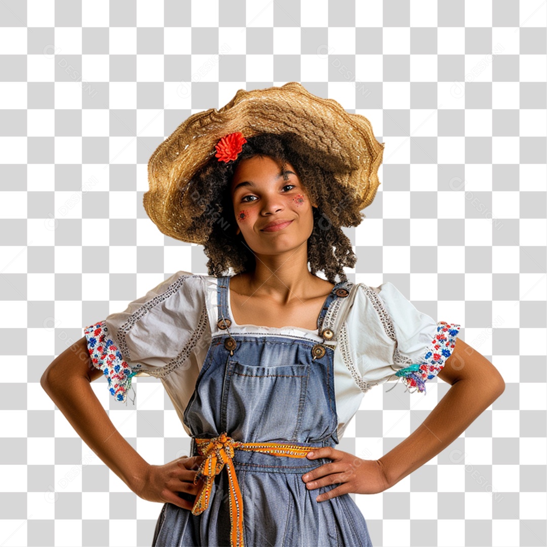 Mulher com Roupa de Festa Junina PNG Transparente