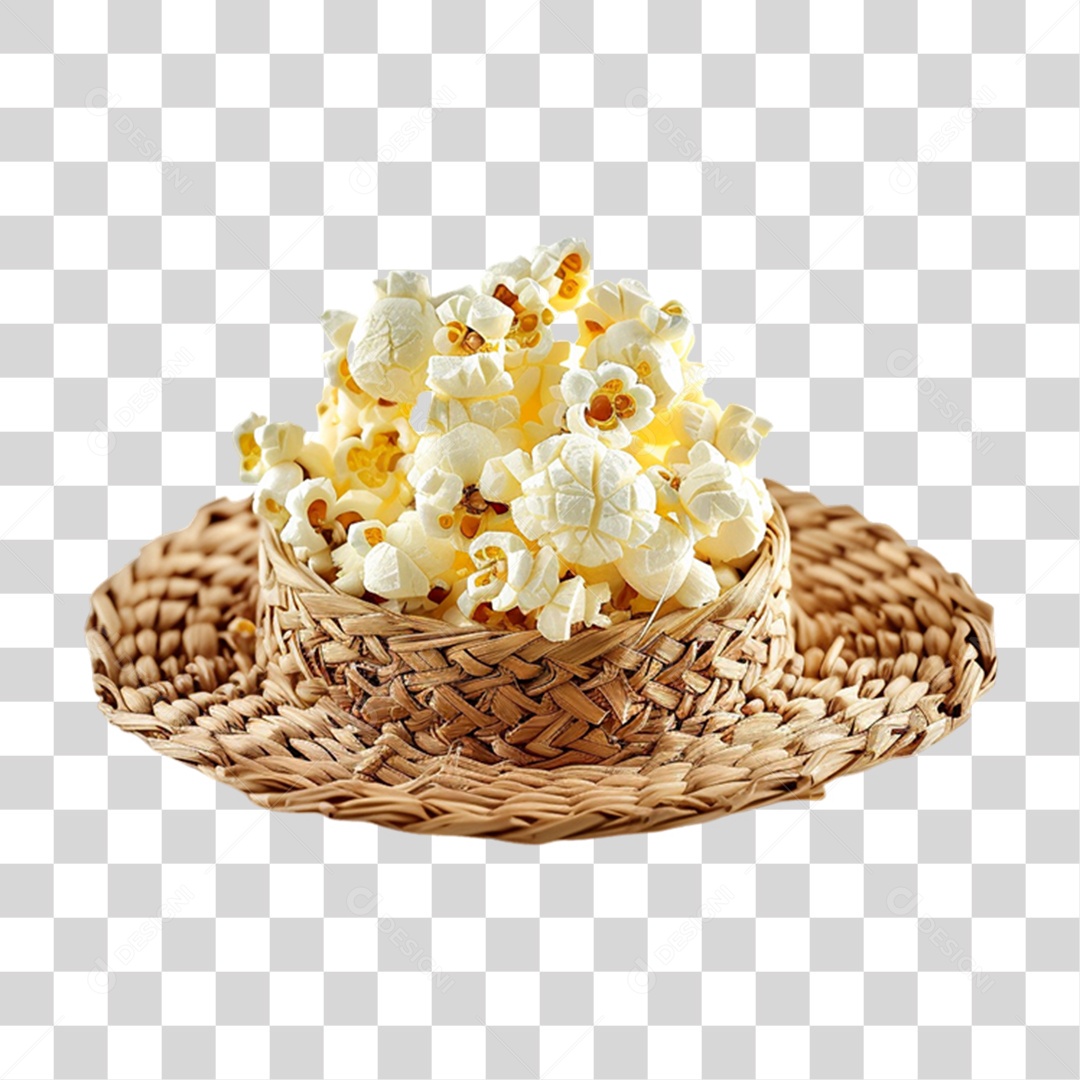 Vasilha Artesanal com Pipoca PNG Transparente